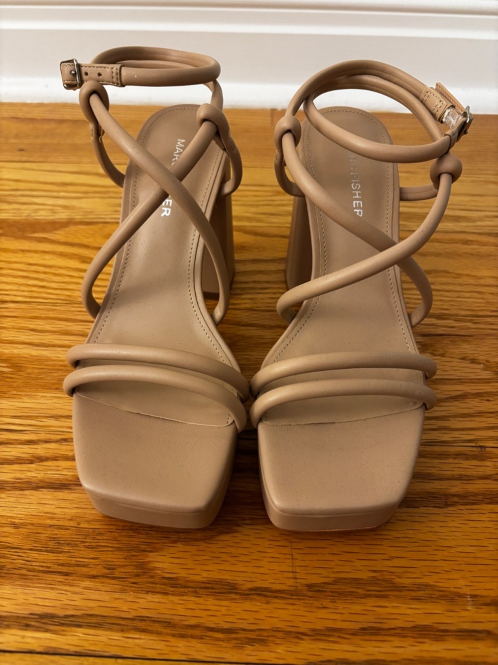 Marc Fisher Godea Tan Strappy Block Heel Sandals